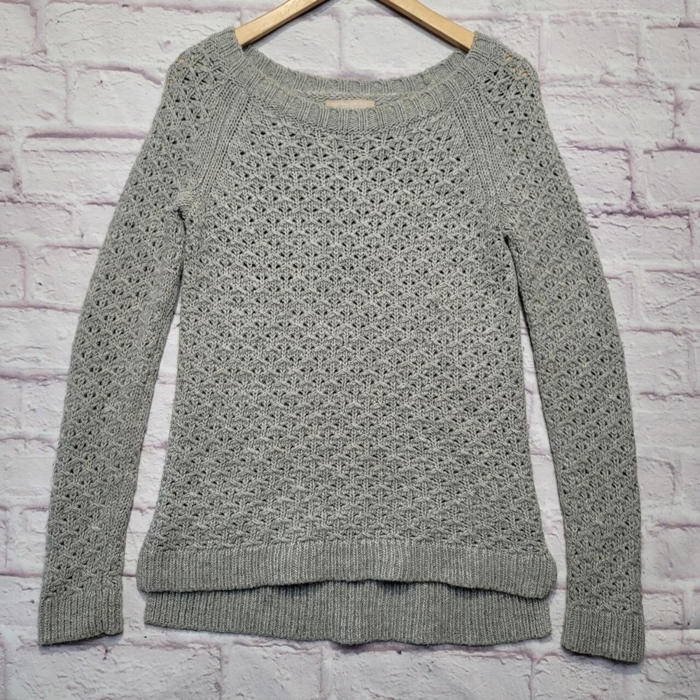 Banana Republic Sweater Womens XS Gray Merino Wool Alpaca Soft Minimalist Casual
